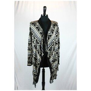 Say What Open Front Cardigan Sweater Geome…